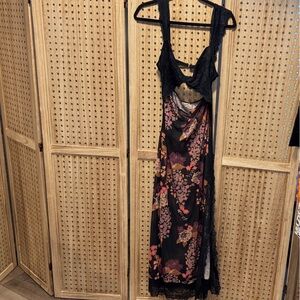 Free People Black and Pink Floral Dress
